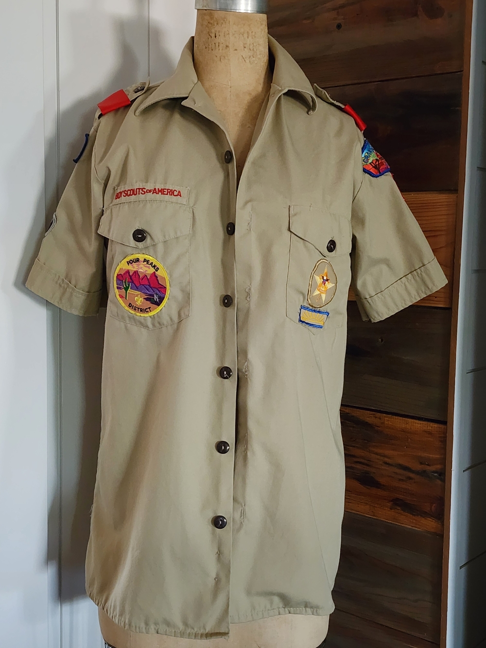 Vintage 90's Boy Scouts Button Down Shirt with Patch Details
